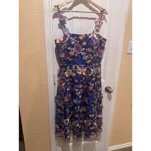 Eliza J Women's Blue FloralMidi Dress Petite Size 14